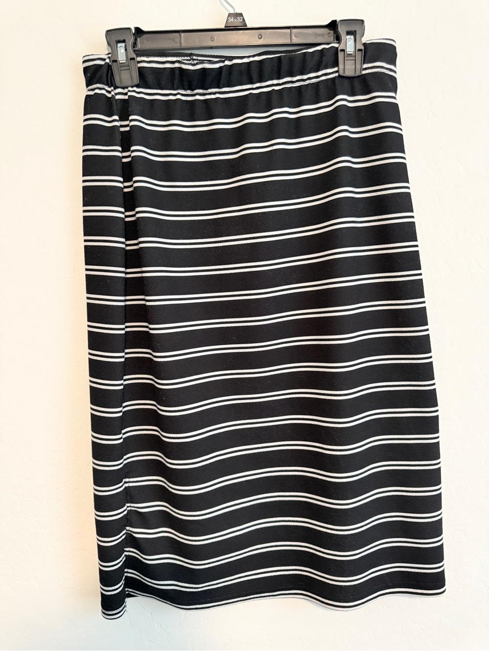 Striped Midi Skirt in Black and White